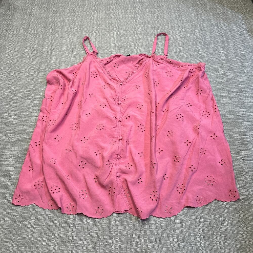 Torrid Pink Eyelet Cami Top 5 / 5x Lace Trim Fairycore Boho Summer